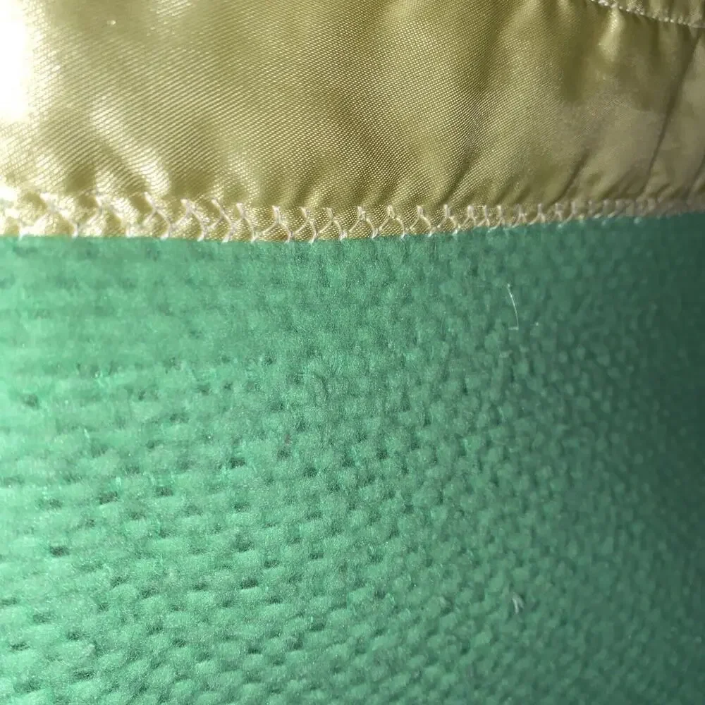 Vtg Lime Green Thermal Waffle Weave Blanket Full Queen 95x89‎ Yellow Satin Retro
